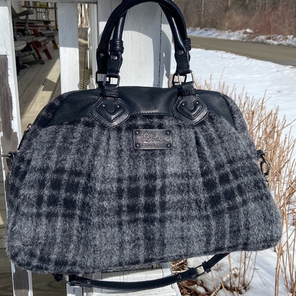 L.L. Bean Handbags - Rare! L.L. Bean Plaid Alpaca Wool Leather Handle Purse Satchel Handbag